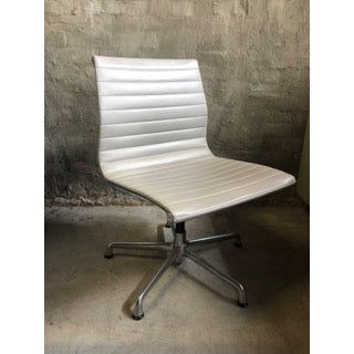 Herman Miller Eames Aluminium Group Side Chair, Low Back, White, On Glides