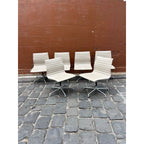 Herman Miller Eames Aluminium Group Side Chair, Low Back, White, On Glides