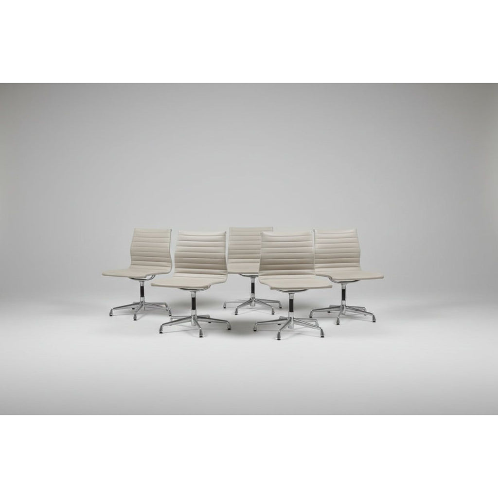 Herman Miller Eames Aluminium Group Side Chair, Low Back, White, On Glides