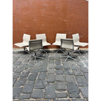Herman Miller Eames Aluminium Group Side Chair, Low Back, White, On Glides
