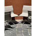 Herman Miller Eames Aluminium Group Side Chair, Low Back, White, On Glides