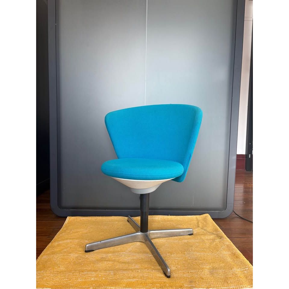 Bene Bay Swivel Chairs, Turquoise & Pale Grey, Pair - thegoodchairs