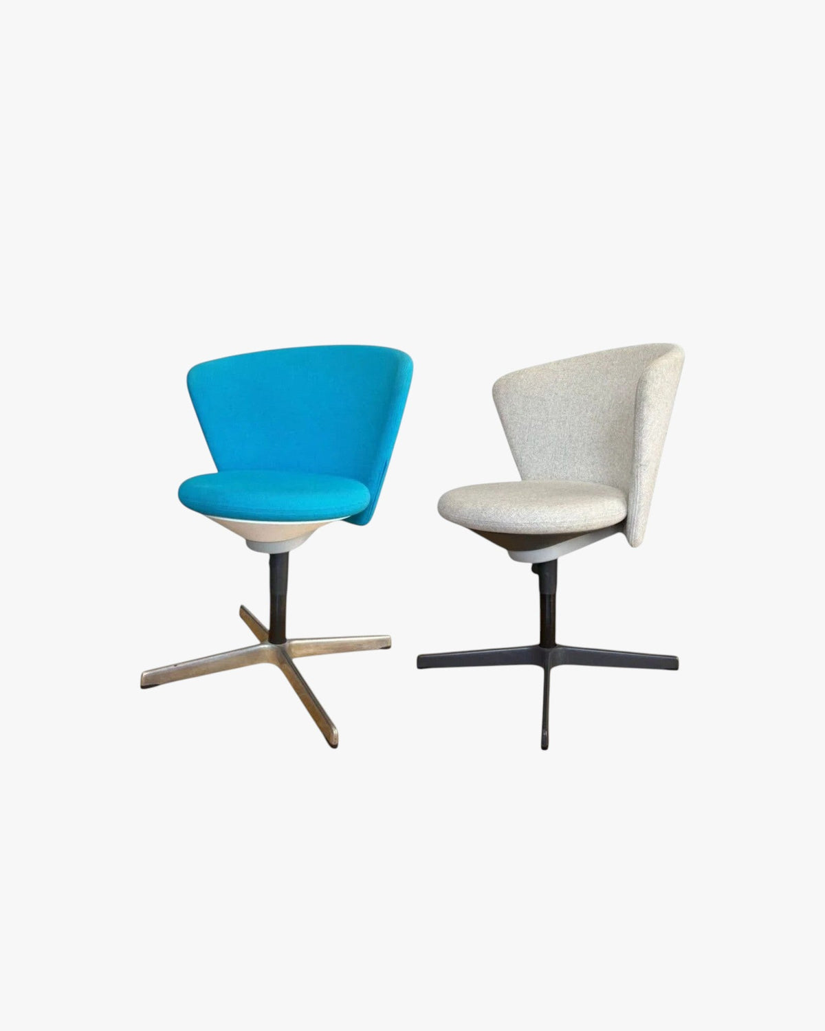 Bene Bay Swivel Chairs, Turquoise & Pale Grey, Pair - thegoodchairs