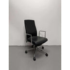 Boardroom Chair, Black Leather & Chrome Base - thegoodchairs
