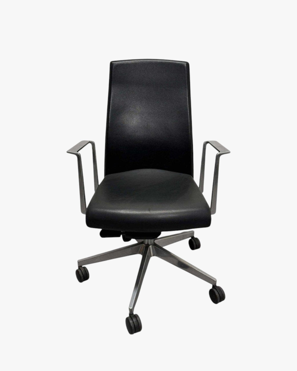 Boardroom Chair, Black Leather & Chrome Base - thegoodchairs