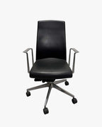 Boardroom Chair, Black Leather & Chrome Base - thegoodchairs