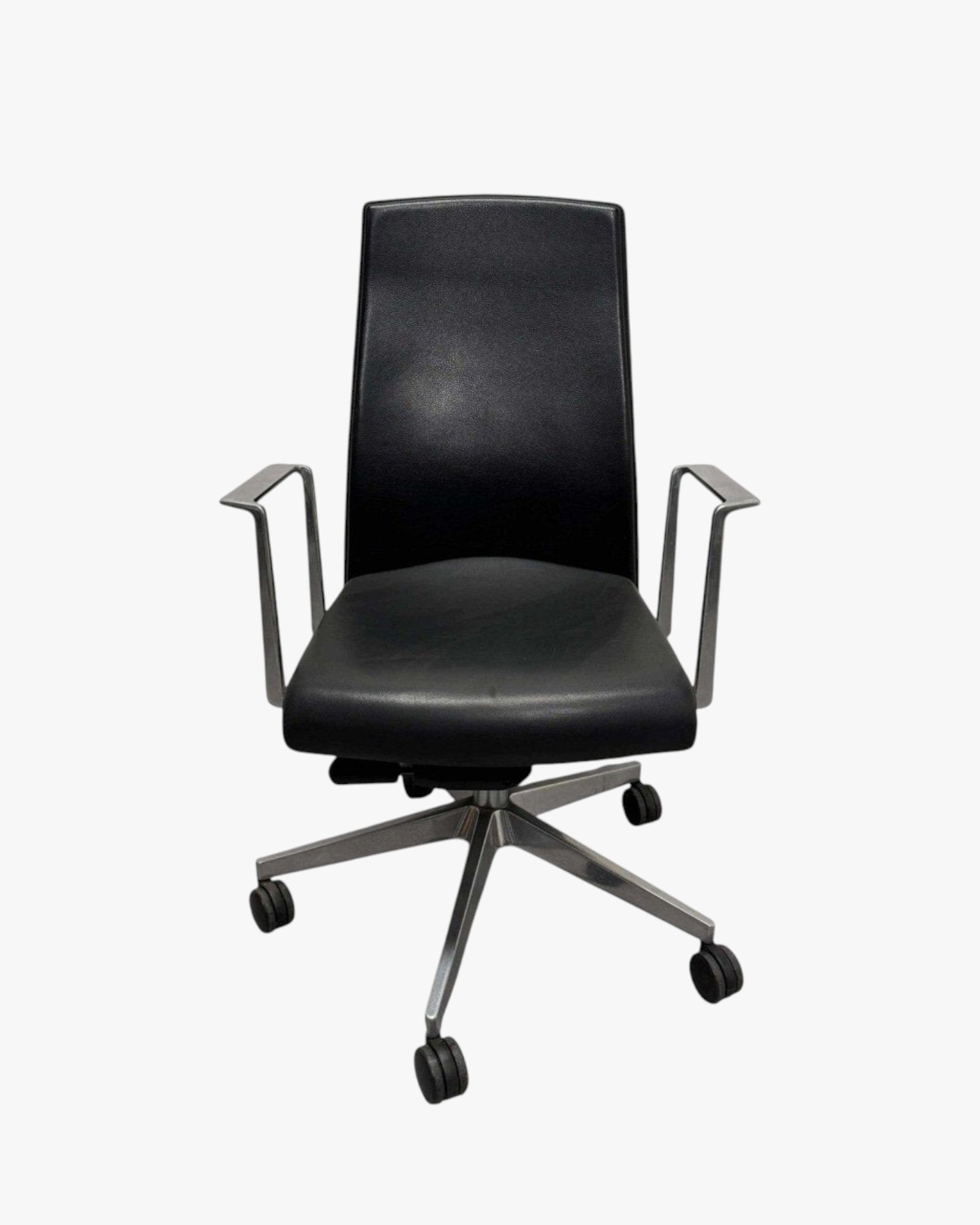 Boardroom Chair, Black Leather & Chrome Base - thegoodchairs
