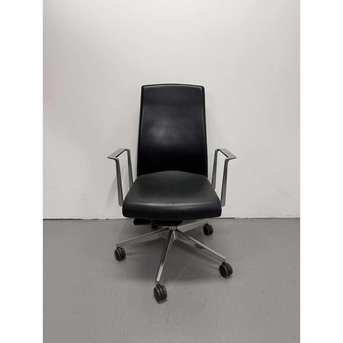 Boardroom Chair, Black Leather & Chrome Base - thegoodchairs