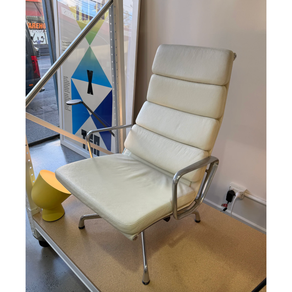 Vitra Eames Soft Pad Lounge Chair EA222, White Leather