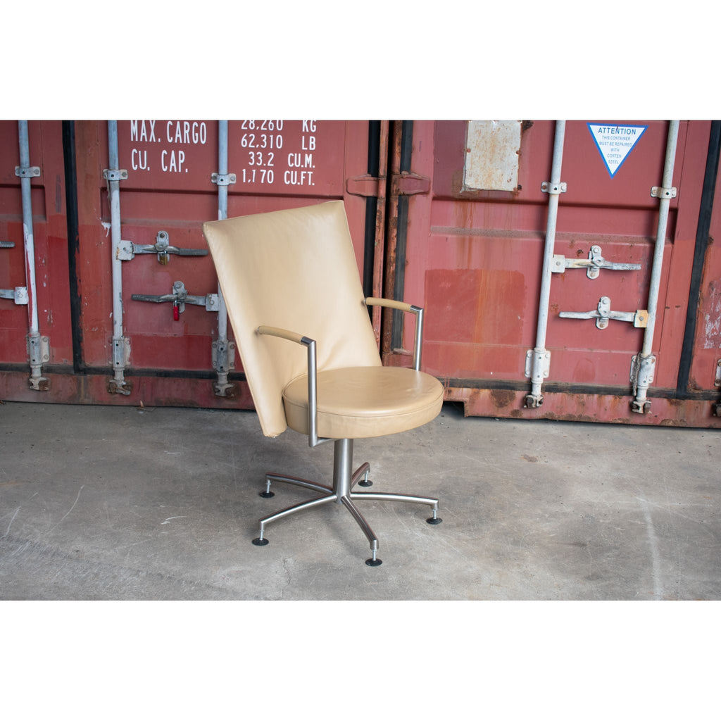 Erik Jørgensen EJ70 “Partner” Swivel Chair by Foersom & Hiort Lorenzen, Butterscotch Leather, Woodmark Australia, c.2001 - thegoodchairs