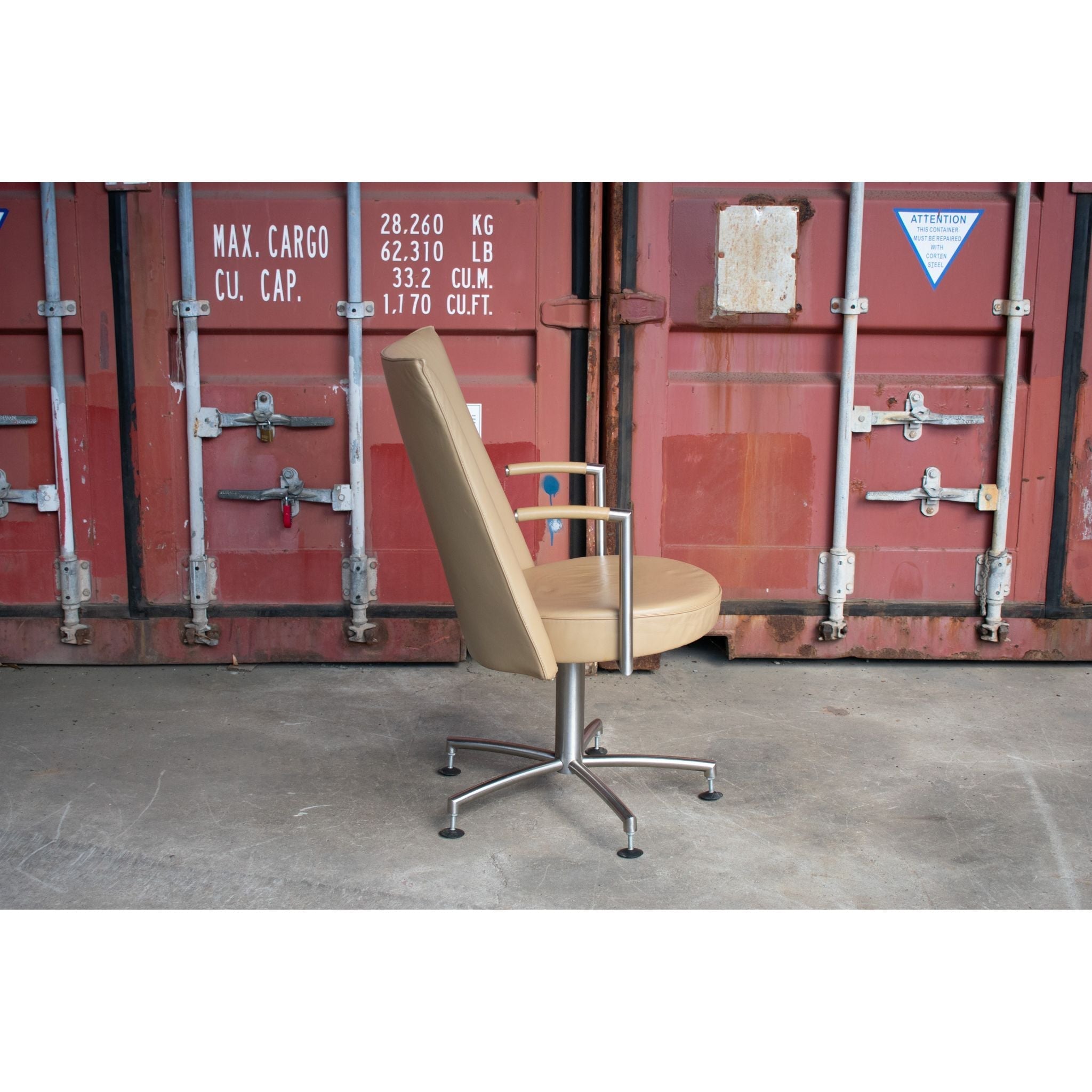 Erik Jørgensen EJ70 “Partner” Swivel Chair by Foersom & Hiort Lorenzen, Butterscotch Leather, Woodmark Australia, c.2001 - thegoodchairs