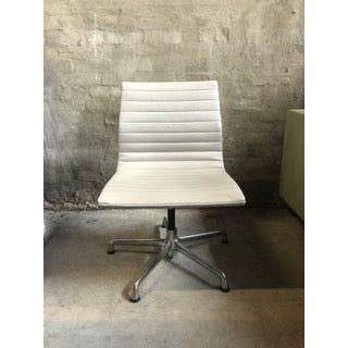 Herman Miller Eames Aluminium Group Side Chair, Low Back, White, On Glides
