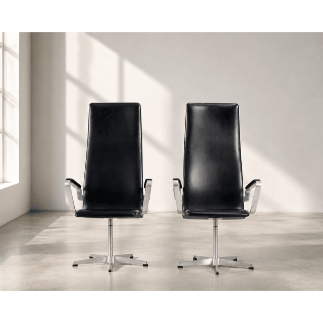 Fritz Hansen Danish Modern Oxford High Back Lounge Chairs, Designed by Arne Jacobsen for - thegoodchairs