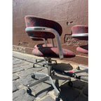Grant Featherston Original Swivel Chair, Upholstered, Cast Aluminium Five Star Base With Non Rolling Casters - thegoodchairs
