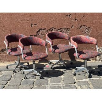 Grant Featherston Original Swivel Chair, Upholstered, Cast Aluminium Five Star Base With Non Rolling Casters - thegoodchairs
