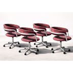 Grant Featherston Original Swivel Chair, Upholstered, Cast Aluminium Five Star Base With Non Rolling Casters - thegoodchairs