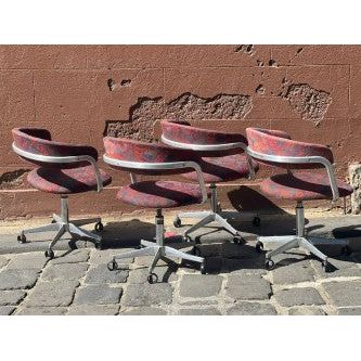 Grant Featherston Original Swivel Chair, Upholstered, Cast Aluminium Five Star Base With Non Rolling Casters - thegoodchairs