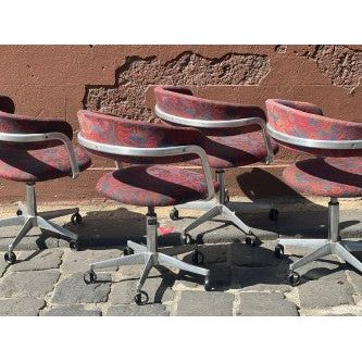 Grant Featherston Original Swivel Chair, Upholstered, Cast Aluminium Five Star Base With Non Rolling Casters - thegoodchairs