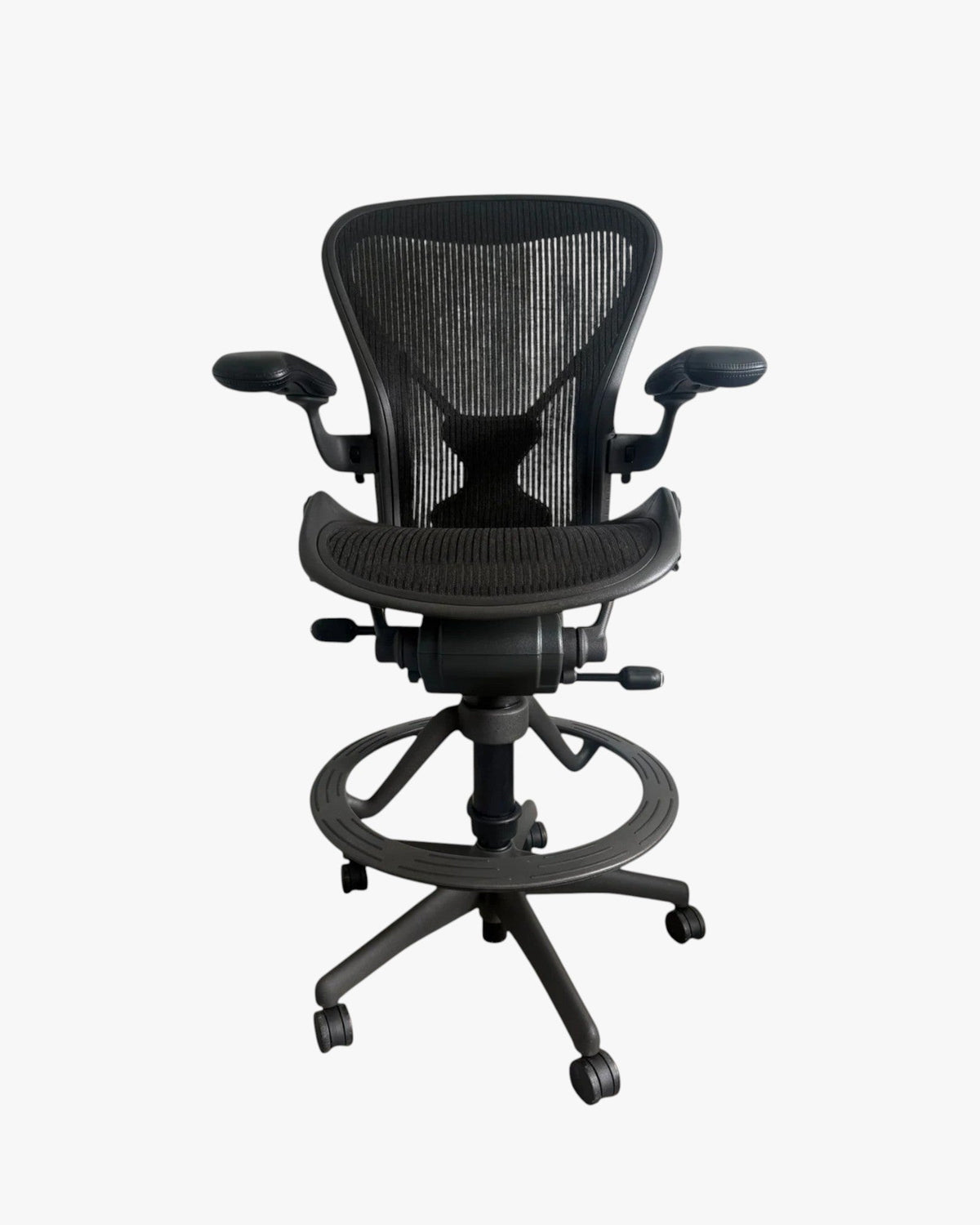 Herman Miller Aeron Classic Drafting Stool, Black, Fully Loaded - thegoodchairs