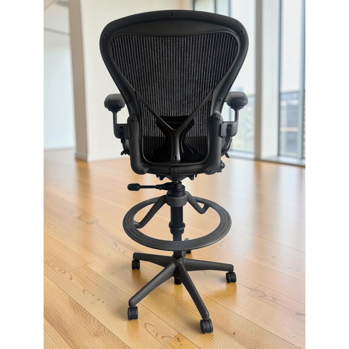 Herman Miller Aeron Classic Drafting Stool, Black, Fully Loaded - thegoodchairs