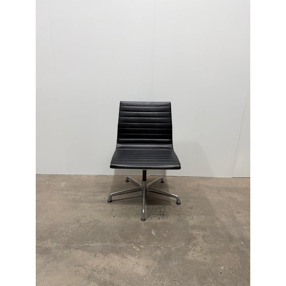 Herman Miller Eames Aluminium Group EA330 Side Chair, Black, Armless - thegoodchairs