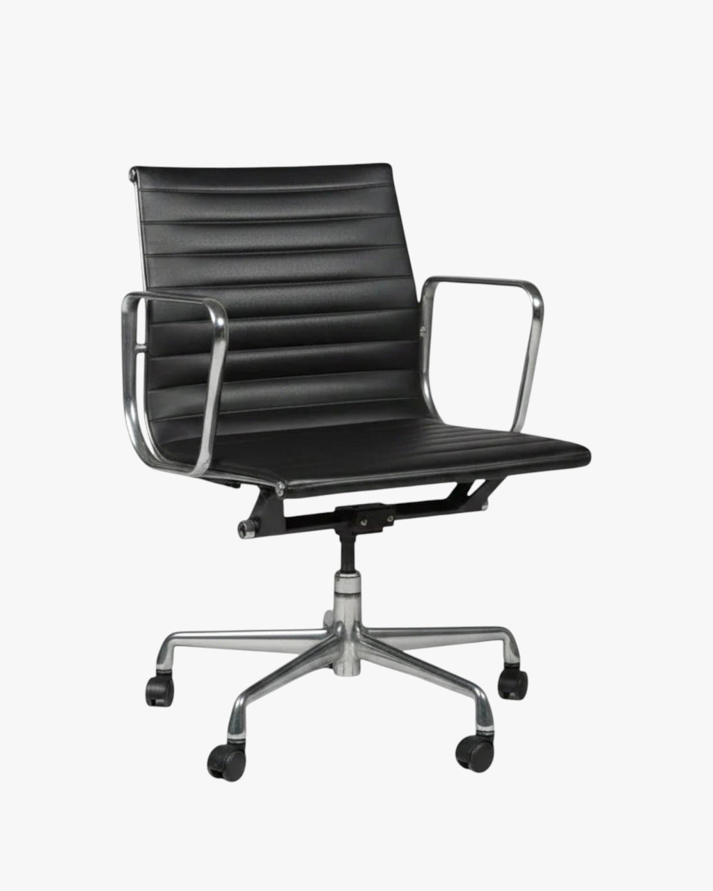 Herman Miller Eames Aluminium Group EA335 Management Chair, Black, Industrial Castors - thegoodchairs