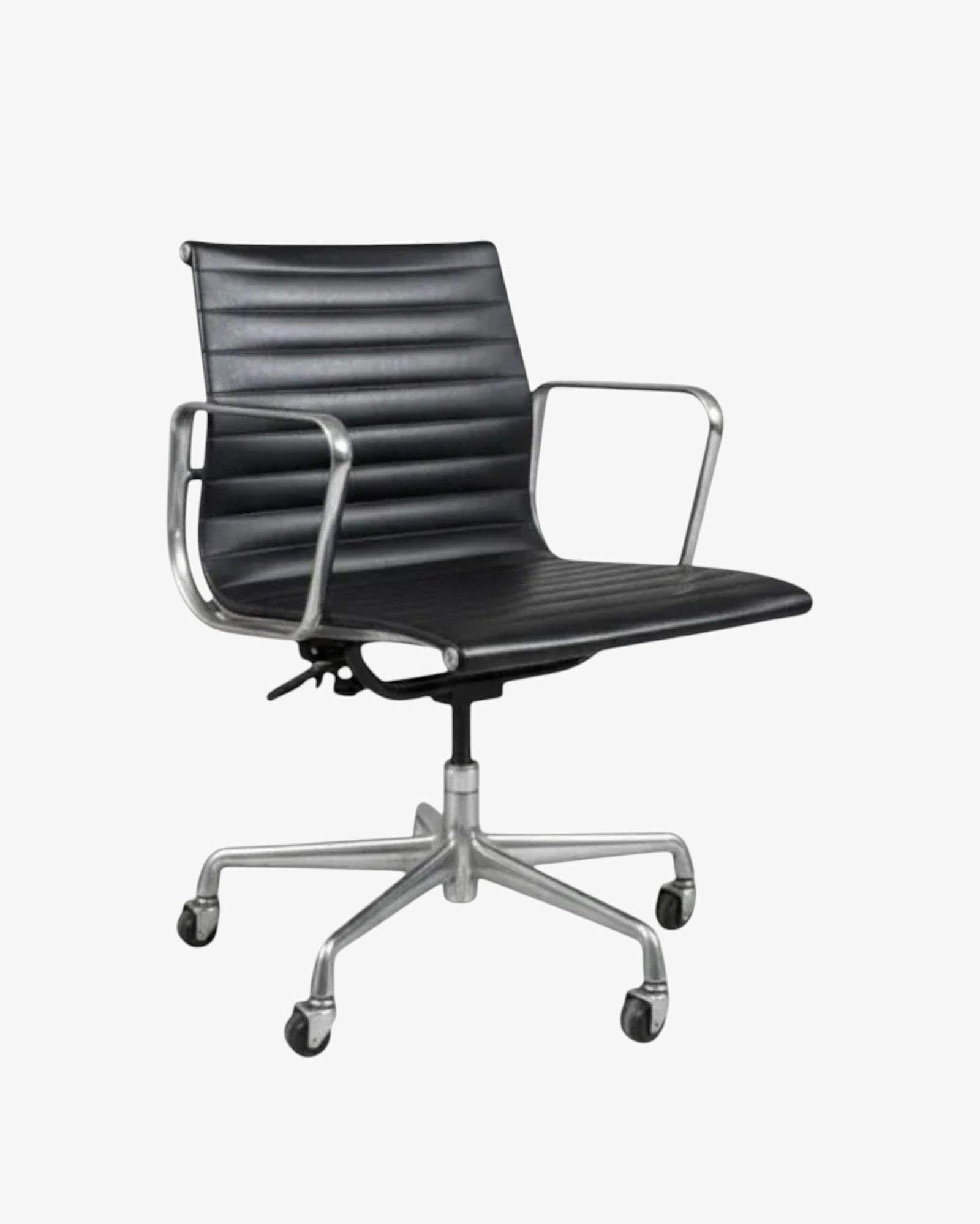 Herman Miller Eames Aluminium Group EA335 Management Chair, Black, Industrial Castors - thegoodchairs