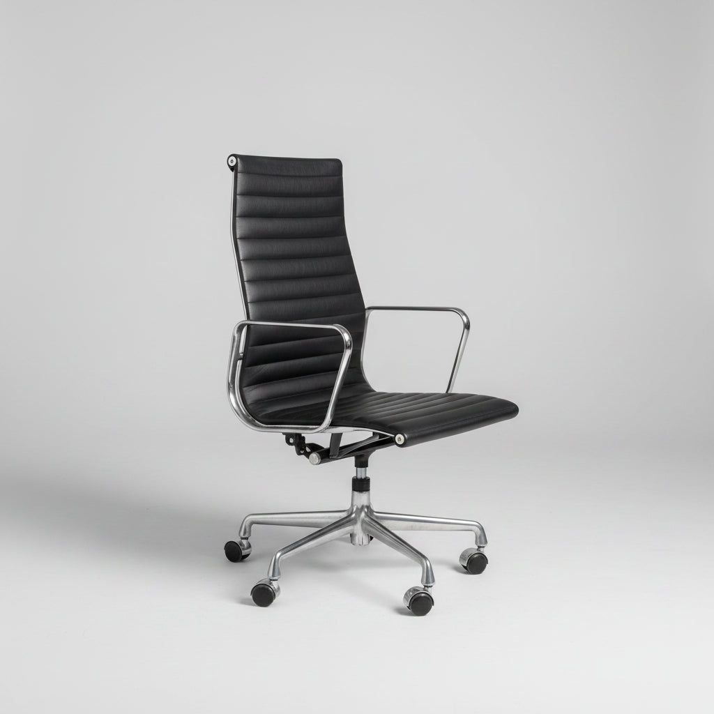 Herman Miller Eames Aluminium Group Executive Chair, Black Leather - thegoodchairs