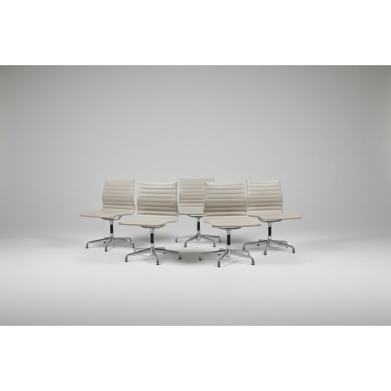Herman Miller Eames Aluminium Group Side Chair, Low Back, White, On Glides - thegoodchairs