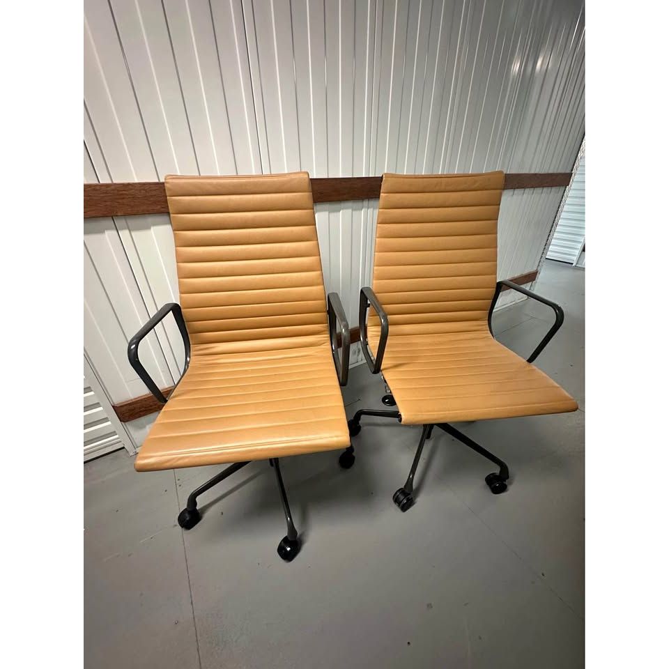 Herman Miller Eames Aluminum Group - High Back Leather Chairs - thegoodchairs