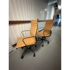 Herman Miller Eames Aluminum Group - High Back Leather Chairs - thegoodchairs