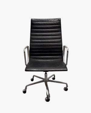 Eames Aluminium Group Executive Chair, High Back, Black Leather