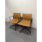Herman Miller Eames - Low Back, Tan Leather / Black Frame - thegoodchairs