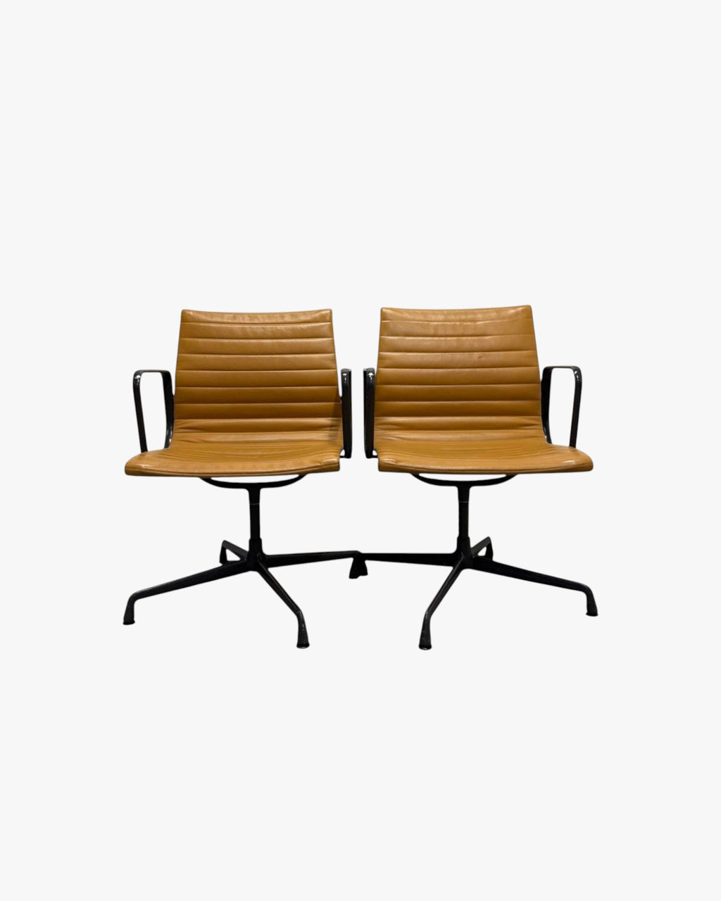 Herman Miller Eames - Low Back, Tan Leather / Black Frame - thegoodchairs