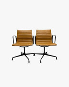 Herman Miller Eames - Low Back, Tan Leather / Black Frame - thegoodchairs