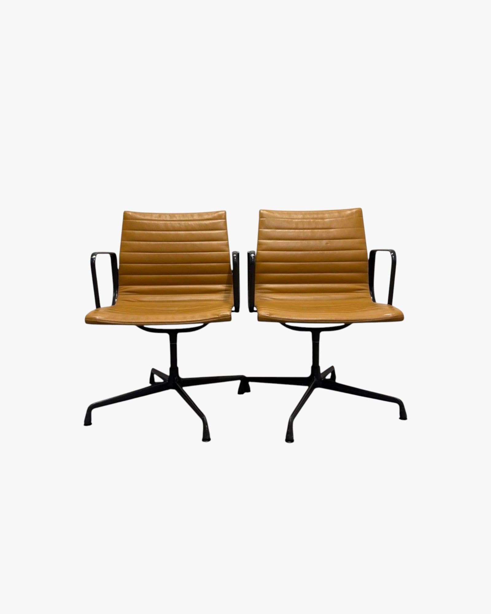 Herman Miller Eames - Low Back, Tan Leather / Black Frame - thegoodchairs