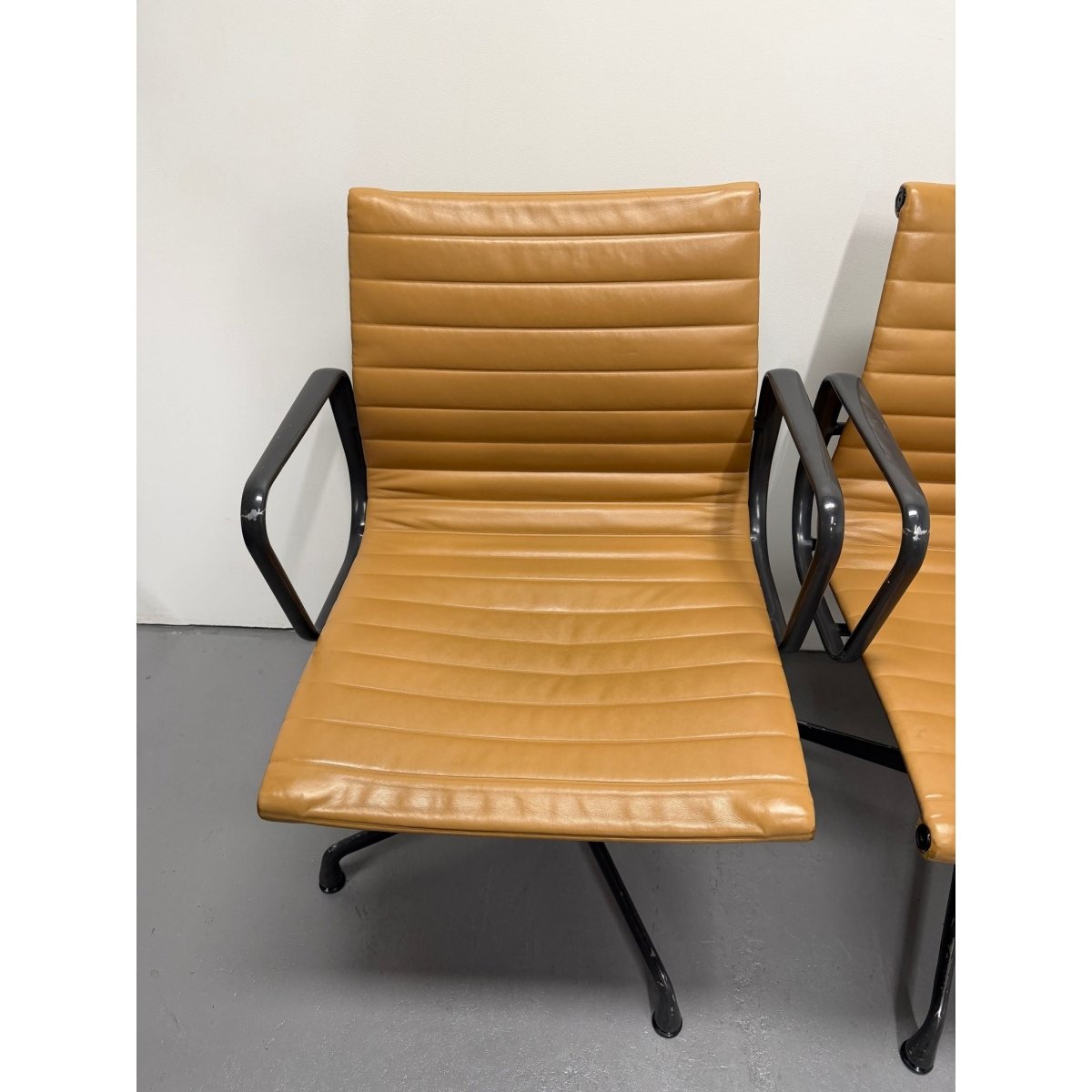 Herman Miller Eames - Low Back, Tan Leather / Black Frame - thegoodchairs