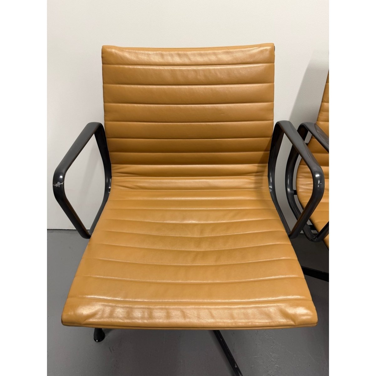 Herman Miller Eames - Low Back, Tan Leather / Black Frame - thegoodchairs