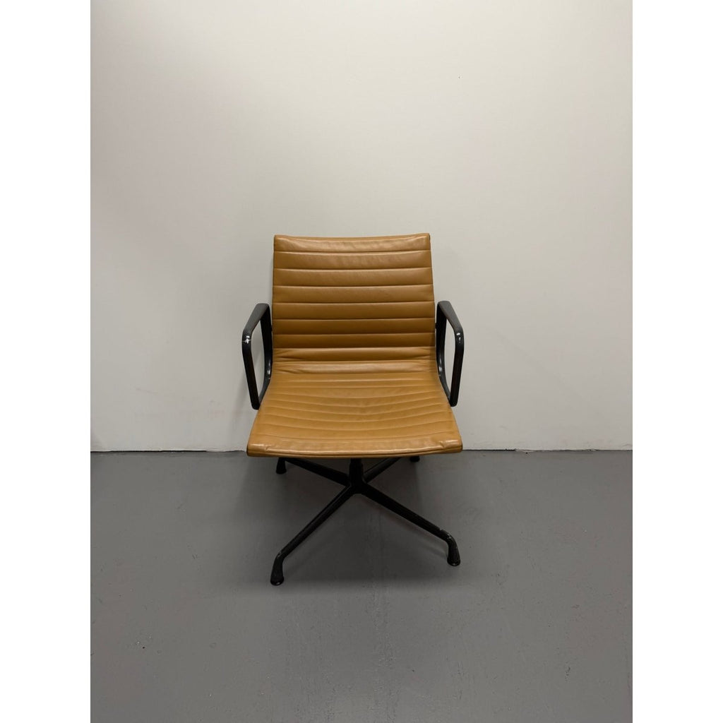 Herman Miller Eames - Low Back, Tan Leather / Black Frame - thegoodchairs