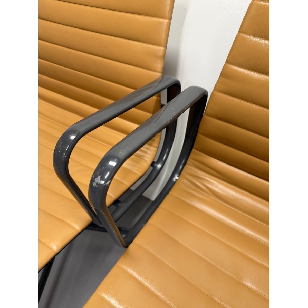 Herman Miller Eames - Low Back, Tan Leather / Black Frame - thegoodchairs