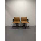 Herman Miller Eames - Low Back, Tan Leather / Black Frame - thegoodchairs