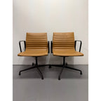 Herman Miller Eames - Low Back, Tan Leather / Black Frame - thegoodchairs