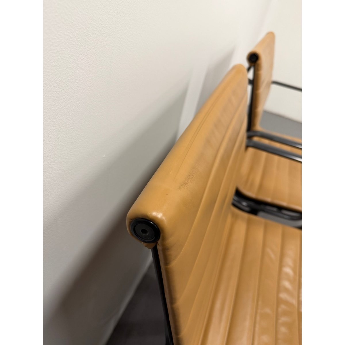 Herman Miller Eames - Low Back, Tan Leather / Black Frame - thegoodchairs
