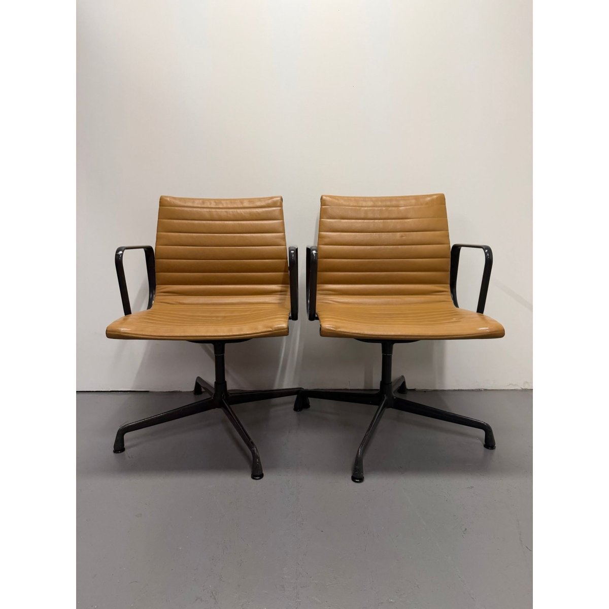 Herman Miller Eames - Low Back, Tan Leather / Black Frame - thegoodchairs