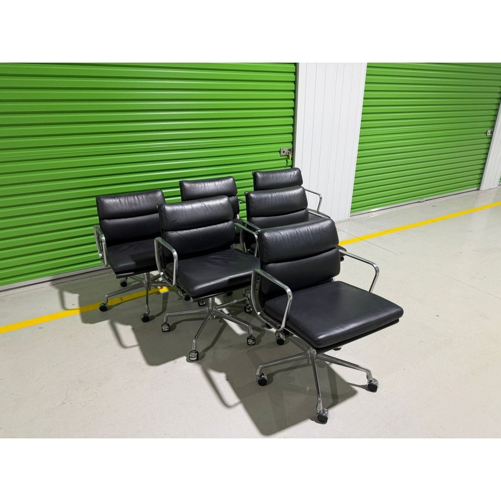 Herman Miller Eames Soft Pad Low Back Chairs, Black, Set of 6 - thegoodchairs
