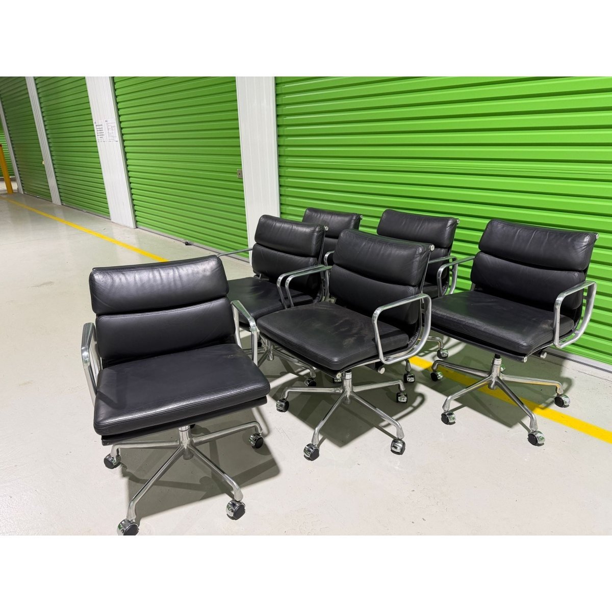 Herman Miller Eames Soft Pad Low Back Chairs, Black, Set of 6 - thegoodchairs