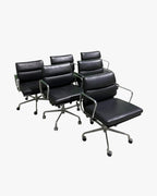 Herman Miller Eames Soft Pad Low Back Chairs, Black, Set of 6 - thegoodchairs