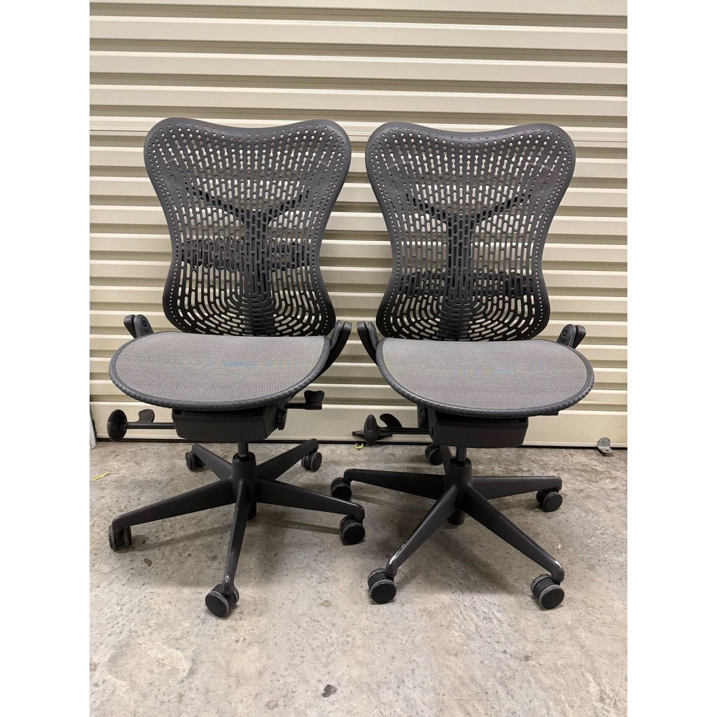 Herman Miller Mirra - Office Chair No Arms - Graphite - Back Tilt Lock - thegoodchairs