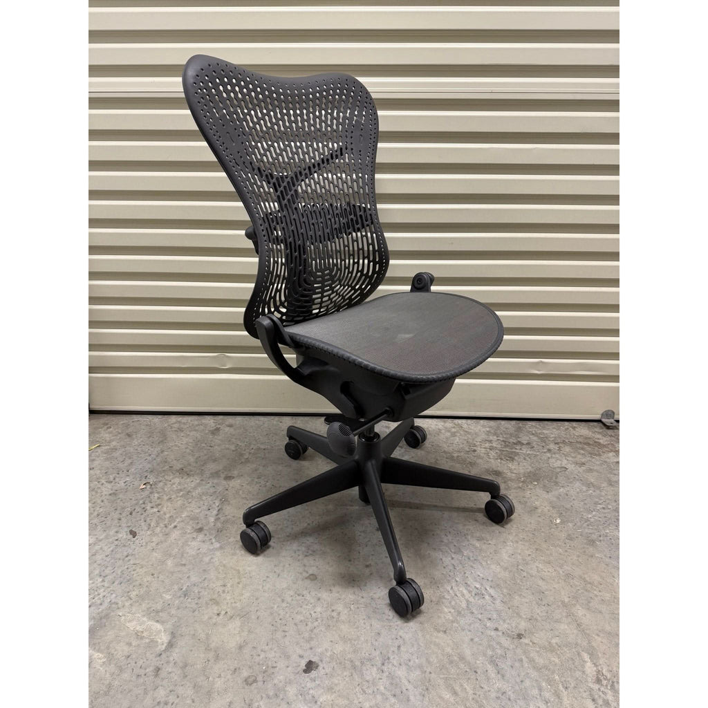 Herman Miller Mirra - Office Chair No Arms - Graphite - Back Tilt Lock - thegoodchairs