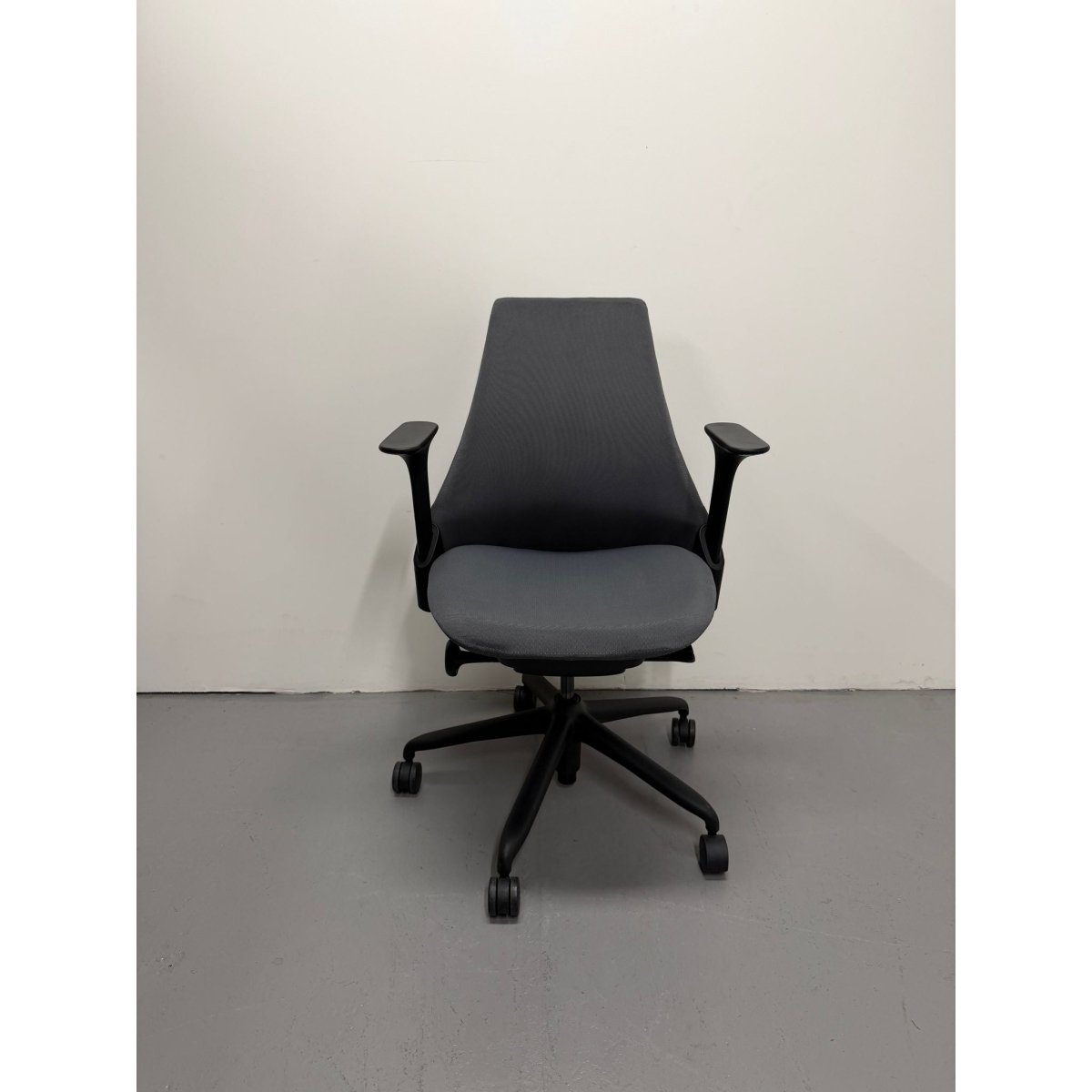 Herman Miller Sayl - Task Chair with Armrests - Grey Upholstered Back - thegoodchairs